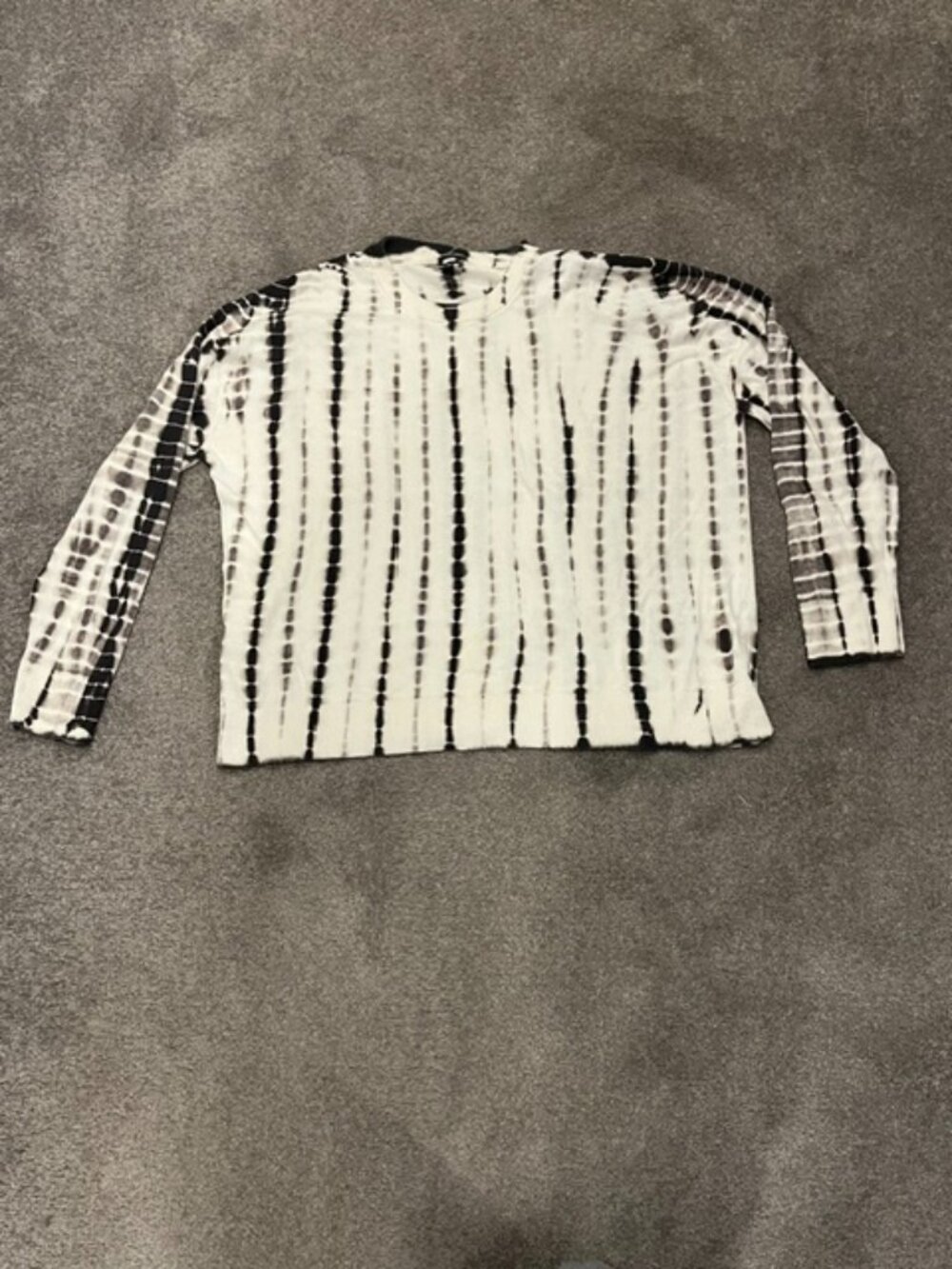 Worth New York Black & White Tie-Dye Knit Pullover Sweater